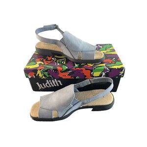 Judith Womens Sandals Size 7W Chambray Slingback Blue Suede